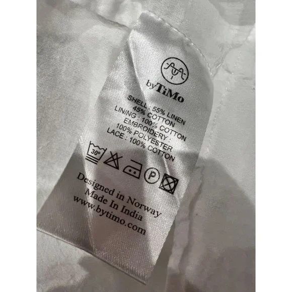 BYTIMO Guipure lace-trimmed linen and cotton-blend mini dress Size S